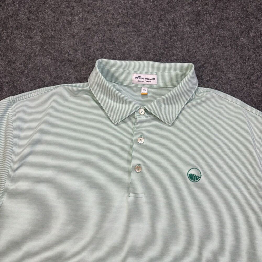 Peter Millar Summer Comfort Polo Shirt Men XL Green Striped Performance Golf